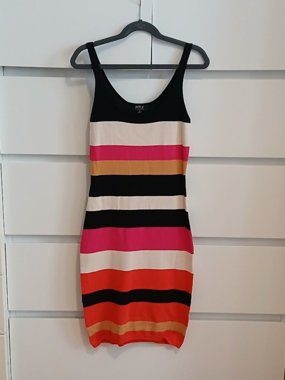 PRIVY Striped Stretch Knit Tank Dress - S